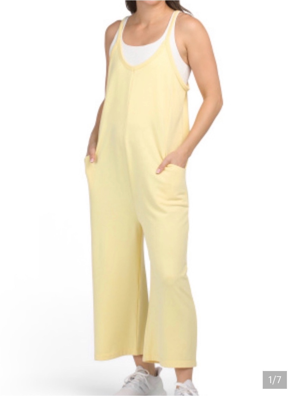 Sundry Yellow Wide Leg Cropped Jumpsuit Medium Casual Lounge